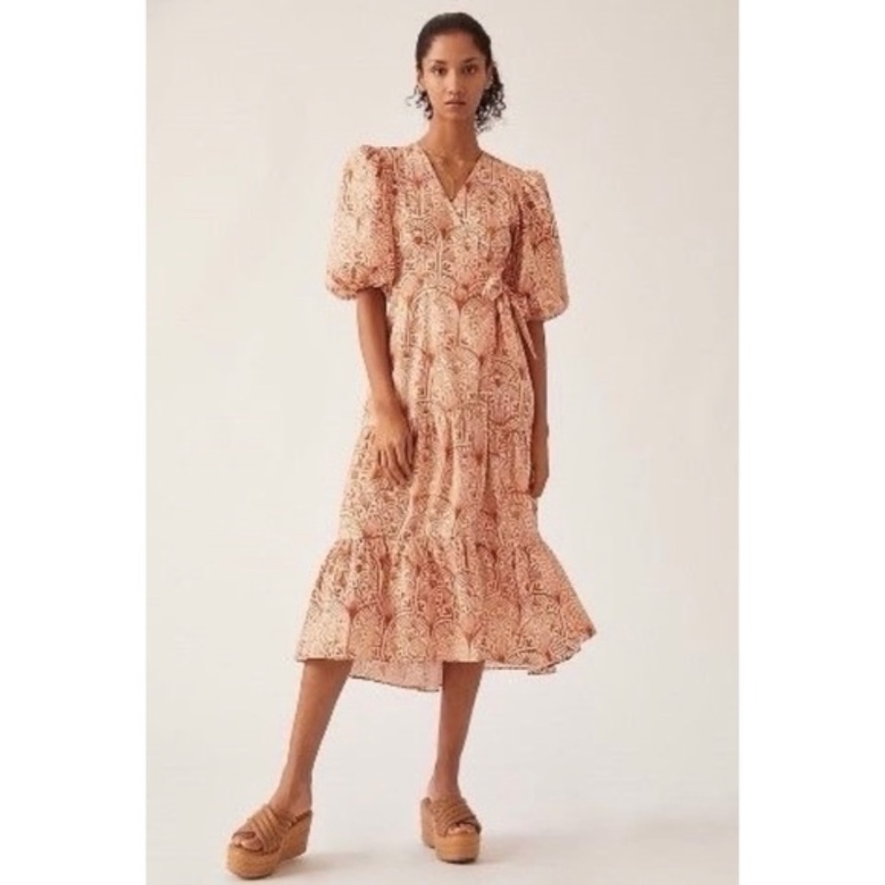 Anthropologie Hutch V-neck Tiered Wrap Midi Dress
